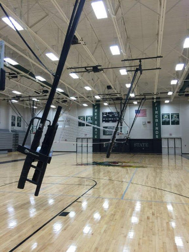 Skymaster® Two-Court Volleyball System with Padded Referee Stands